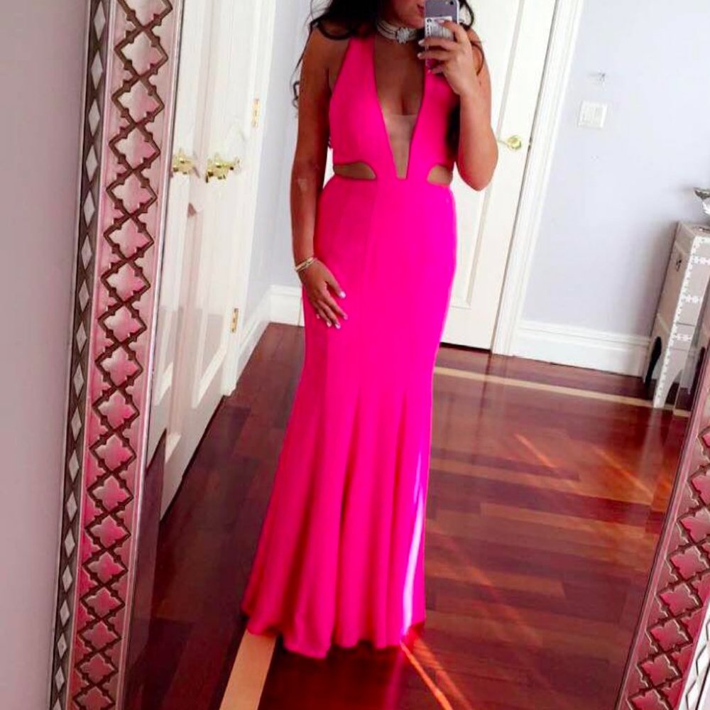 REVOLVE Hot Pink Cut Out - Open Neck Gown - Picture 2 of 2